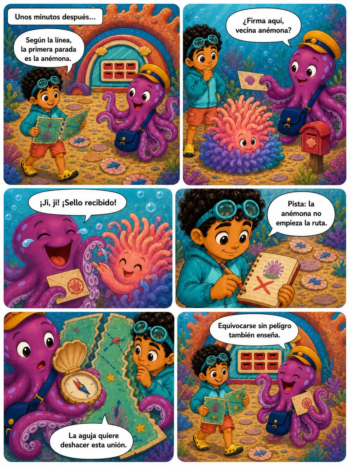 Página 3 del cómic Kai y la ruta de las cosquillas coralinas.