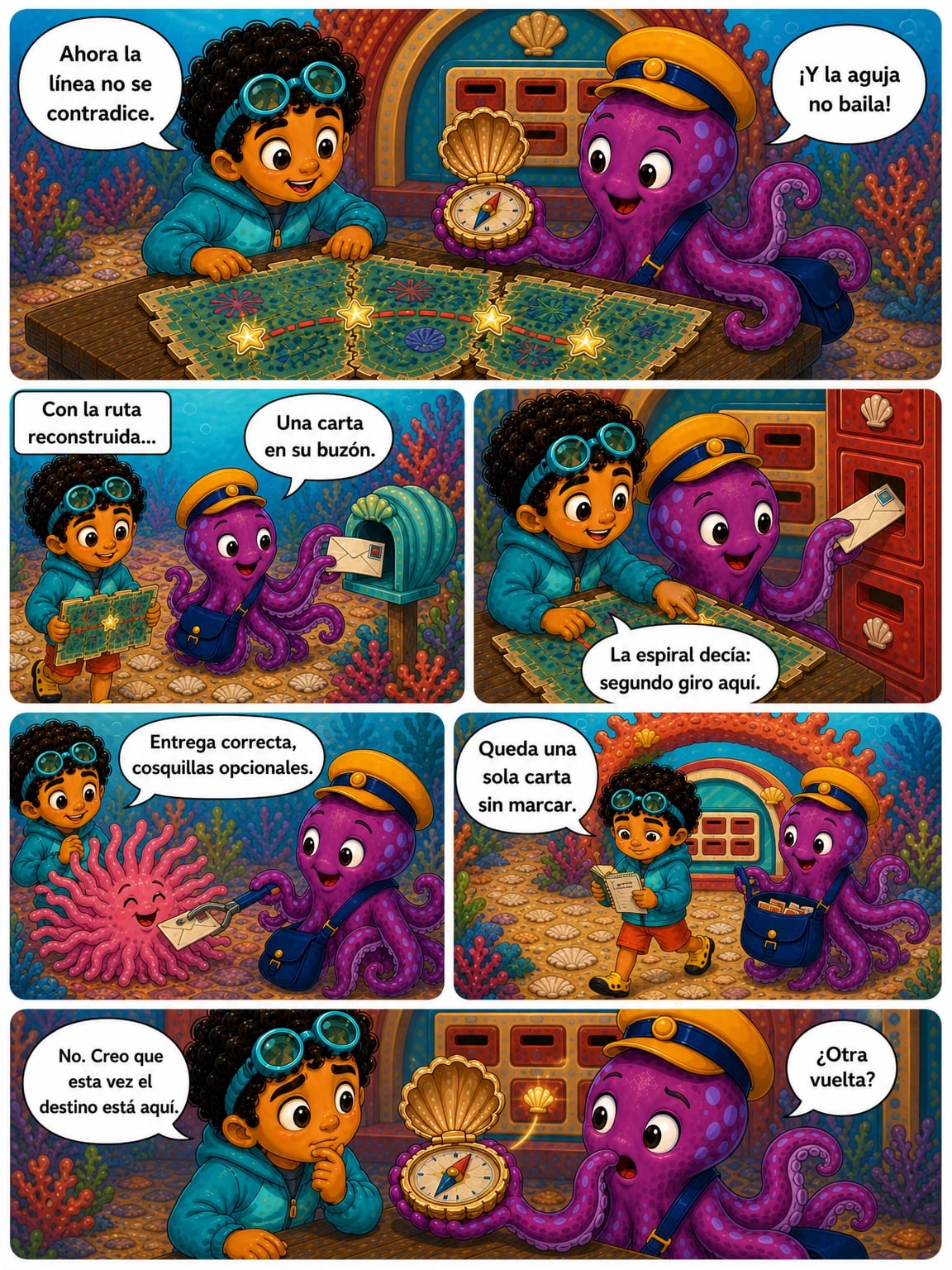 Página 7 del cómic Kai y la ruta de las cosquillas coralinas.